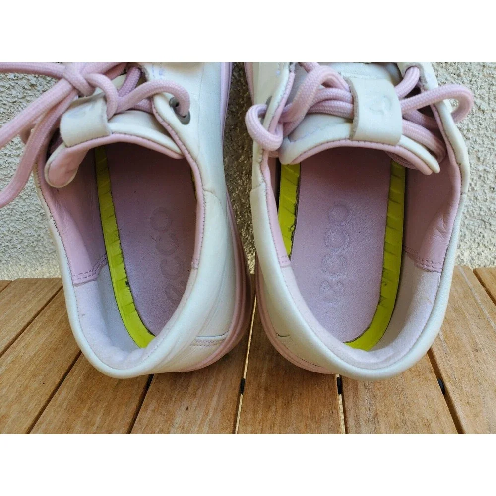ECCO Flexure T-Cap Sneakers Womens Leather Shoes Off White Pink Size 35 / US 4 - Picture 5 of 12